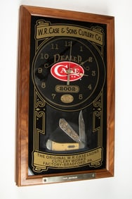 W.R. Case & Son Advertising Clock with matching double blade Folding Knife, in excellent running