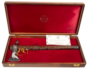 Cased Texas Ranger Commemorative Tomahawk, SN 92, made by R.W. Wilson. Commemorating the Texas