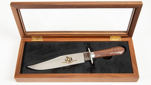 Smith & Wesson" marked cased Clip Point Bowie Knife, SN 0014, commemorating the 180th Anniversary of