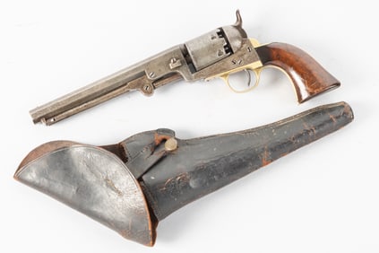 Authentic 1851 Colt Brevete, marked on barrel flat, rolled engraved cylinder scene and Belgium Proof