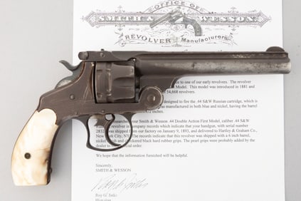 Antique Smith & Wesson, .44 Double Action, 1st Model Revolver, .44 S&W Russian Cartridge. This