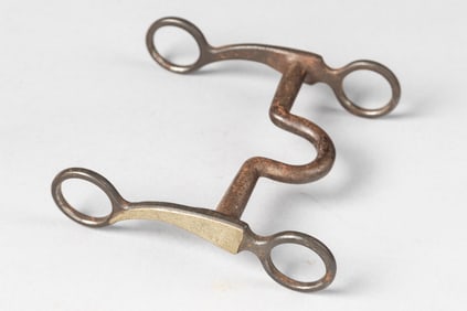 "B&C" marked silver mounted iron Bit, #55, small piece of silver missing on left side cheek piece.