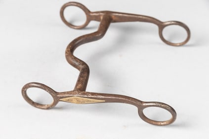 "Kelly Bros." marked iron silver mounted Bit, believed a #25. Maples Estate.