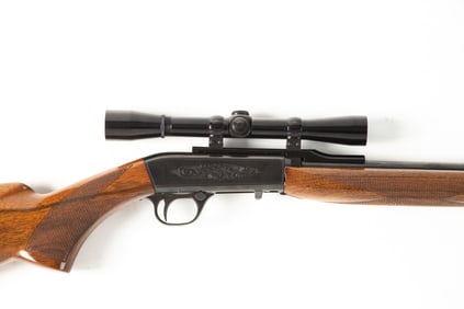 Belgium Browning, .22 caliber, Take Down Auto Rifle, SN NV, blue finish, lightly engraved receiver,