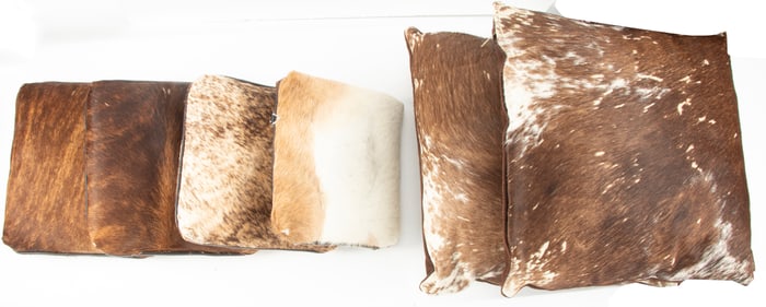 Collection of six (6) Tiger Stripe Hair on Hide Pillows, custom made for C.W. & Marie Lyle.