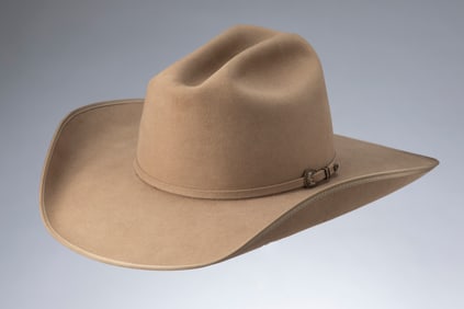Custom made, high quality tan, western Beaver Dress Hat with Beaver Hat Band with sterling Buckle,