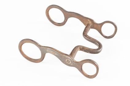 Scarce "J.C. Petmecky" marked Iron Bit with large loops. Maples Estate.