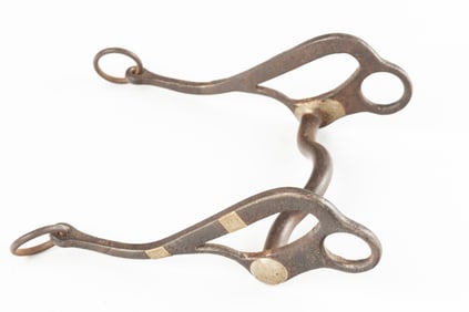 Silver mounted "Kelly" & "Pat. Pend." marked Iron Bit with engraved silver overlay on cheek piece.