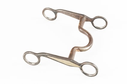 "Kelly Bros." marked Iron Bit with engraved silver overlay on cheek. Maples Estate.