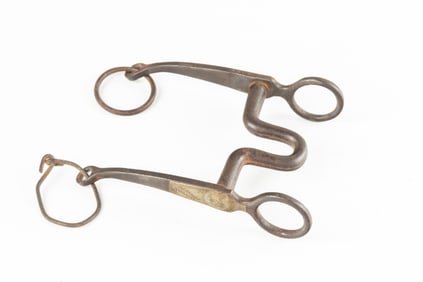 "Kelly Bros." Iron Pony Bit, #7, with engraved silver overlay on cheek piece. NOTE: Right hand ring
