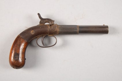 Antique Allen & Wheeler marked single shot Percussion Belt Pistol, SN 143, .40 caliber, 4" part