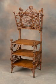 "Heywood-Wakefield" marked, natural finish, Victorian Wicker Music Stand, measures 48" T x 19 1/2" W