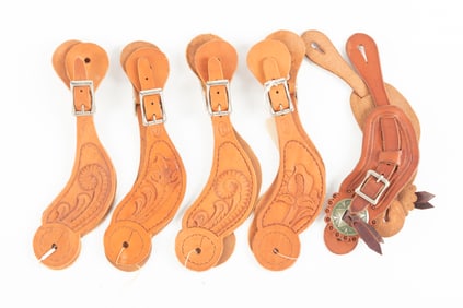 Collection of five matching pairs of two-piece Spur Straps. Will be sold as a collection. Maples