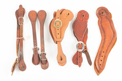 Collection of five matching pairs of two-piece Spur Straps. Will be sold as a collection. Maples
