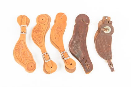 Collection of five matching pairs of two-piece Spur Straps. Will be sold as a collection. Maples