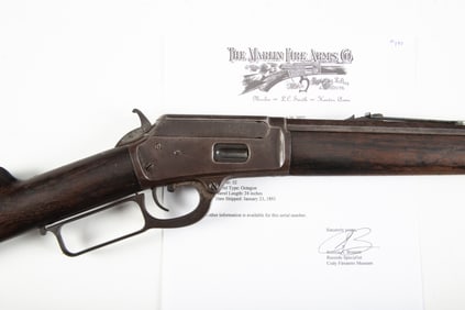 Early Marlin, Model 1889, Lever Action Rifle, with Factory Letter that states: Serial Number: 84986;
