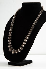 Vintage silver beaded Necklace with stamp.