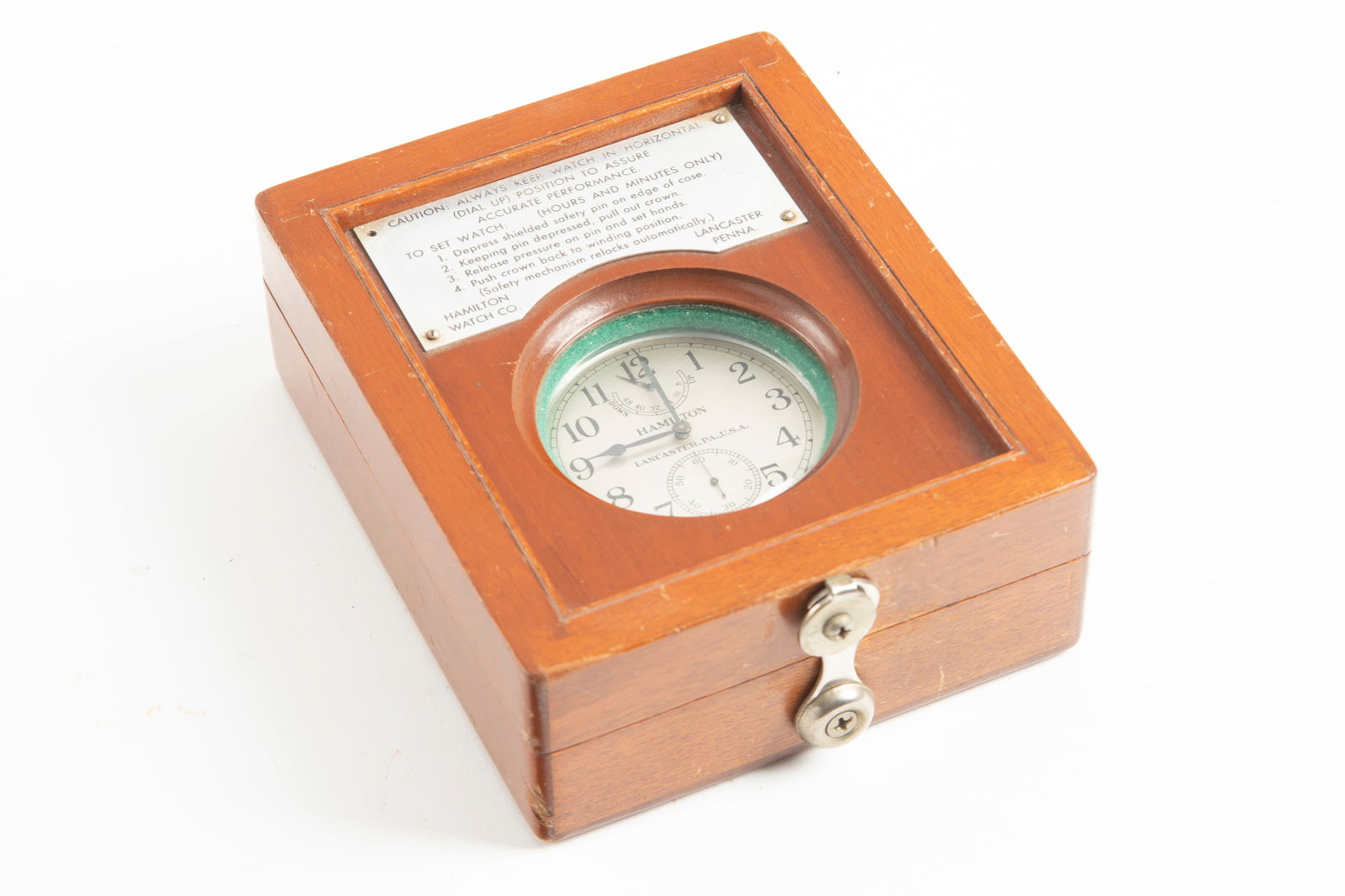 Unique vintage, large cased, open face Pocket Watch in original fitted case. Marked on back of Watch: Unique vintage, large cased, open face Pocket Watch in original fitted case. Marked on back of Watch "Bureau of Ships/U.S. Navy/N1218-1941/Chronometer Watch", made by "Hamilton/Lancaster, PA., U.S.A."