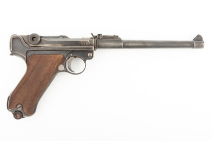 WWI German D.W.M. Artillery Luger, 8" barrel, 9 MM Parabellum caliber, SN 6310, chamber dated 1917,
