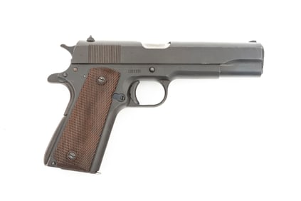 "U.S." marked WWII Ithaca, Model 1911 A-1, Semi-Auto Pistol, .45 ACP caliber, SN 1221236, blue