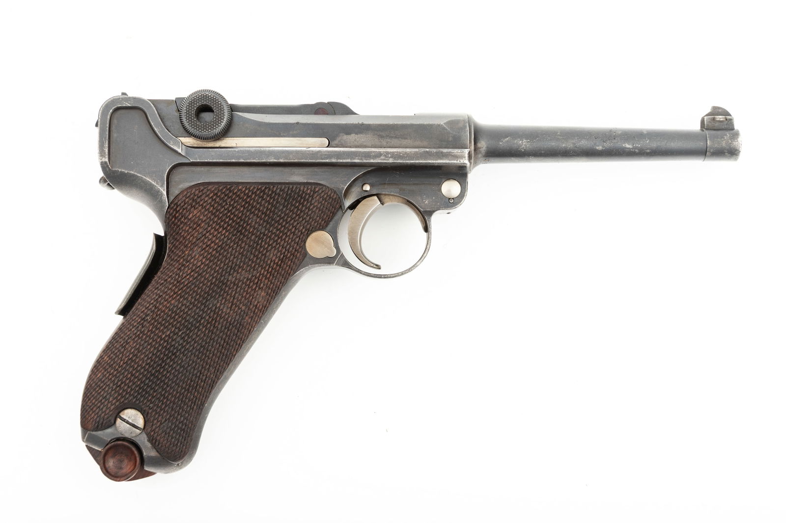 Mauser, Luger, Semi-Auto Pistol, .30 caliber, SN 3994, blue finish, 4" barrel, bright bore, all: Mauser, Luger, Semi-Auto Pistol, .30 caliber, SN 3994, blue finish, 4" barrel, bright bore, all visible numbers are matching including magazine, most all original finish is present showing light high