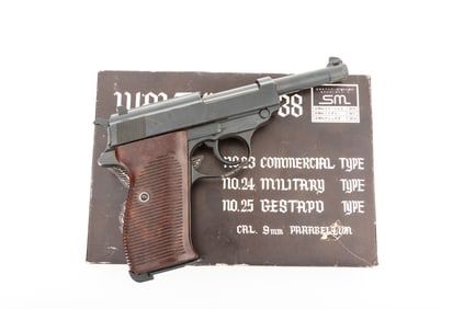 Walther, P-38, Semi-Auto Pistol, 9 MM caliber, SN 2366A, all visible numbers matching, blue finish,