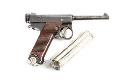 WWII Japanese Type 14 Nambu, Semi-Auto Pistol, 8 MM caliber, SN 50734, blue finish, 4.7" barrel,