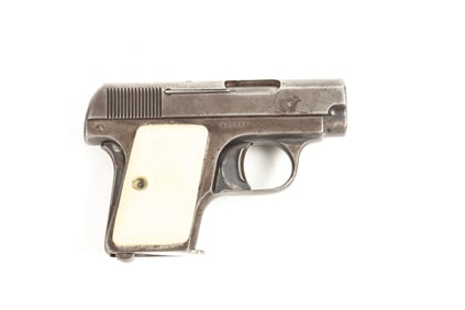 Fabrique Nationale, Belgium marked, Semi-Auto Vest Pistol, .25 ACP caliber, SN 482955, smooth gray