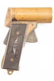 "U.S." marked WWII brass Flare Gun with 2" barrel, SN 24865. Barrel is marked "PYROTECHNIC-M2/MADE