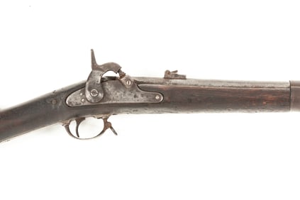 Savage, Model 1863, Three Band Percussion Rifle, .65 caliber bore, 38" barrel, showing rough stock.