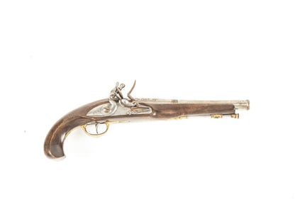 Flintlock Belt Pistol, a copy of the early Flintlocks, with 8" cannon style barrel, show .58 caliber