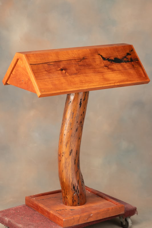 Custom made Texas mesquite Saddle Stand, 39" T x 17 1/2" W x 30" L. Estate of the late Texas: Custom made Texas mesquite Saddle Stand, 39" T x 17 1/2" W x 30" L. Estate of the late Texas Collector, Dwayne Harper.