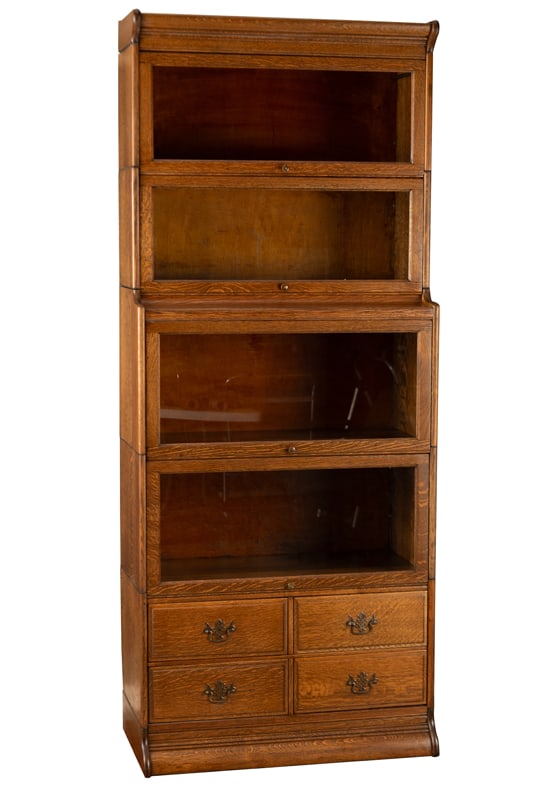 Outstanding antique, five stack, quarter sawn oak Bookcase by "The Gunn Co. Grand Rapids, Mich.", (1 of 1)