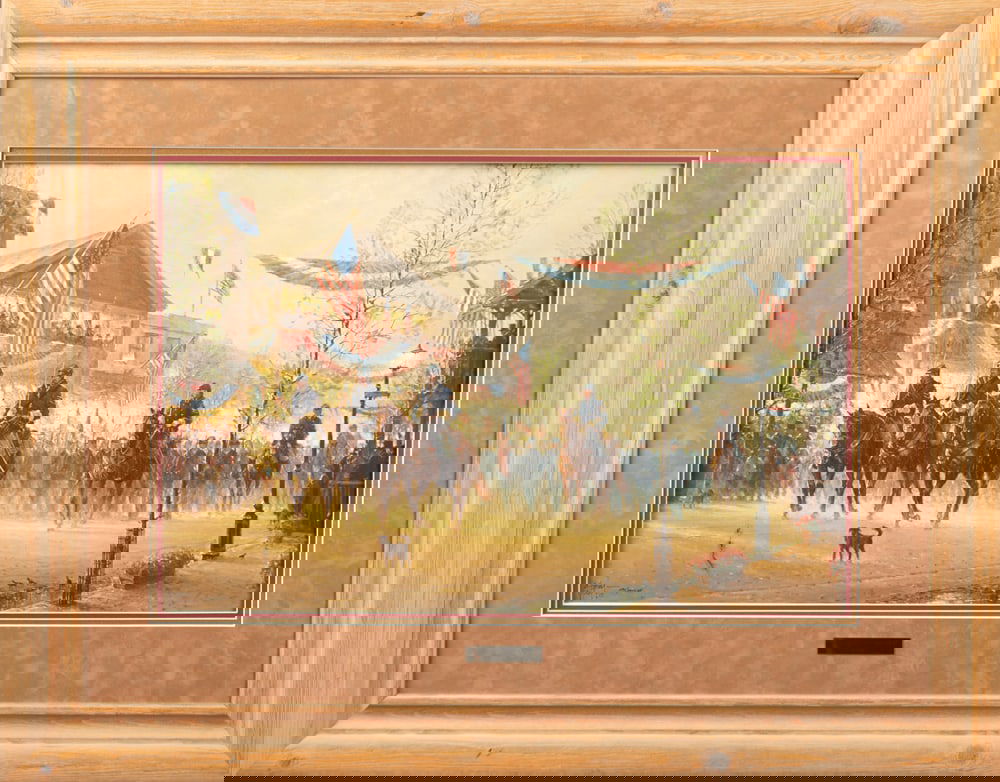 G. Harvey framed, double signed Print titled "Moment of Glory", 1991, #294/2500 AP, signed at lower: G. Harvey framed, double signed Print titled "Moment of Glory", 1991, #294/2500 AP, signed at lower left. Certificate of Authenticity in paper pocket verso. Custom gallery frame measures 30 3/4" x 29