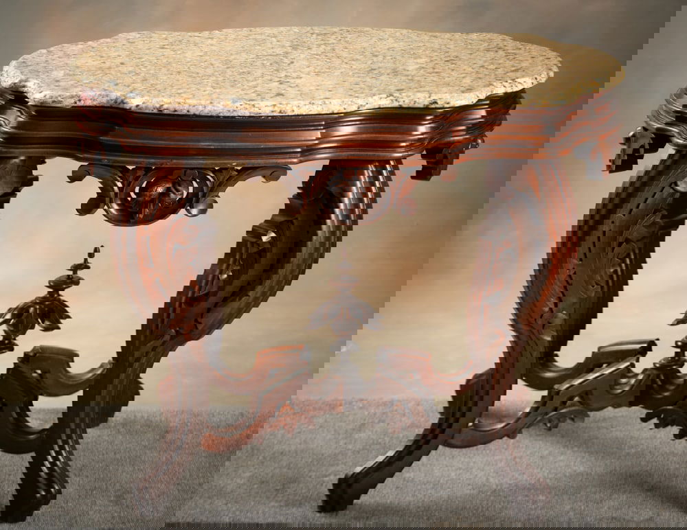Magnificent early Victorian turtle top, marble top Table, post-Civil War 1870's, excellent original (1 of 4)