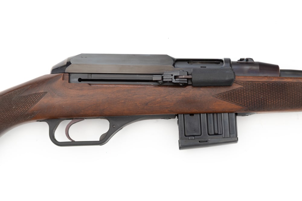 Heckler & Koch, Model 630, S/A Rifle, .223 Rem caliber, SN 04797. Rifle has 20" barrel with factory: Heckler & Koch, Model 630, S/A Rifle, .223 Rem caliber, SN 04797. Rifle has 20" barrel with factory muzzle brake, 10 round magazine, slight loss of blue on muzzle, otherwise in very nice condition. So