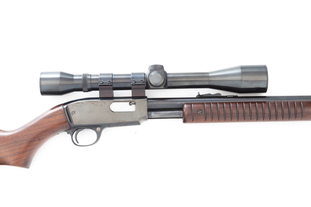 Winchester, Model 61, Slide Action Rifle, .22 WMR caliber, SN 348666, manufactured 1946. Rifle has a (1 of 4)