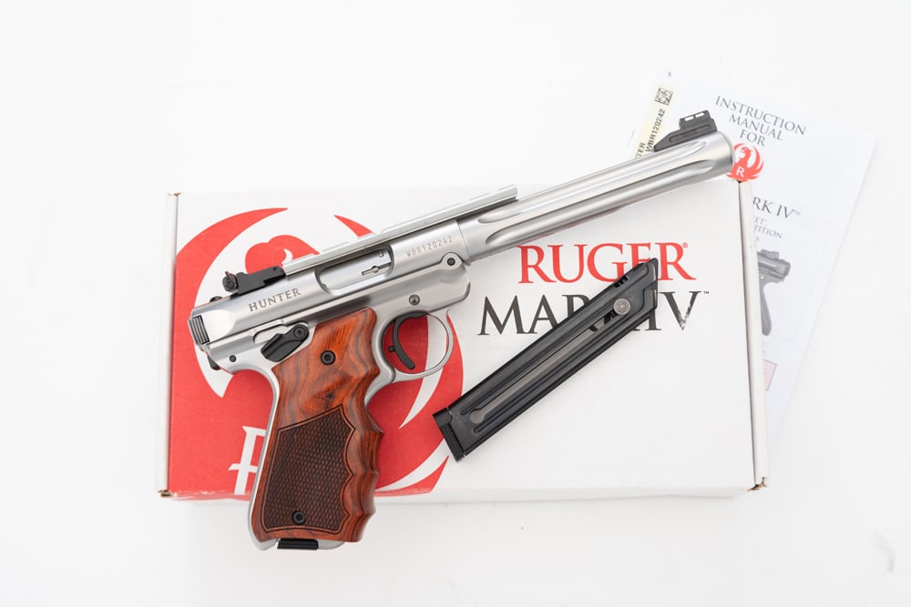 Ruger, Model Hunter Mark IV, Semi-Auto Pistol, .22 L.R. caliber, SN WBR120242, stainless finish with (1 of 2)