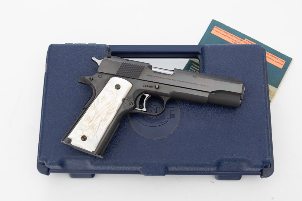 Colt, National Match, Semi-Auto Pistol, .45 ACP caliber, SN 114NM, blue finish, 5" barrel, fitted (1 of 3)