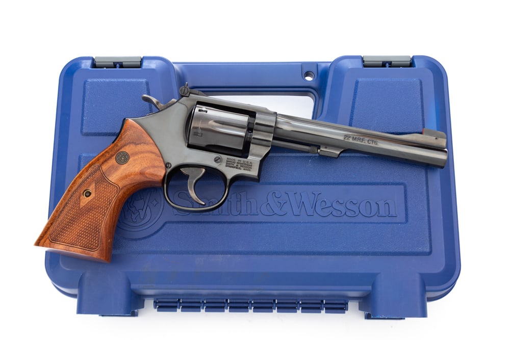 Smith & Wesson, Model 48-7, DA Revolver, .22 Mag caliber, SN CUH3950, blue finish, 6" barrel, near (1 of 2)