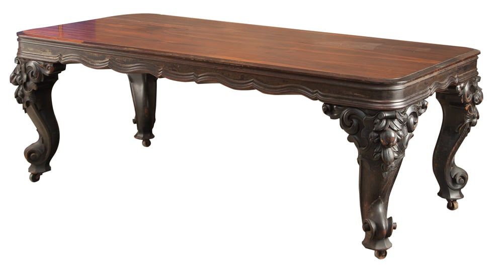 Antique Rosewood Conference Table, circa 1870's with massive fruit carved legs, in original estate (1 of 2)