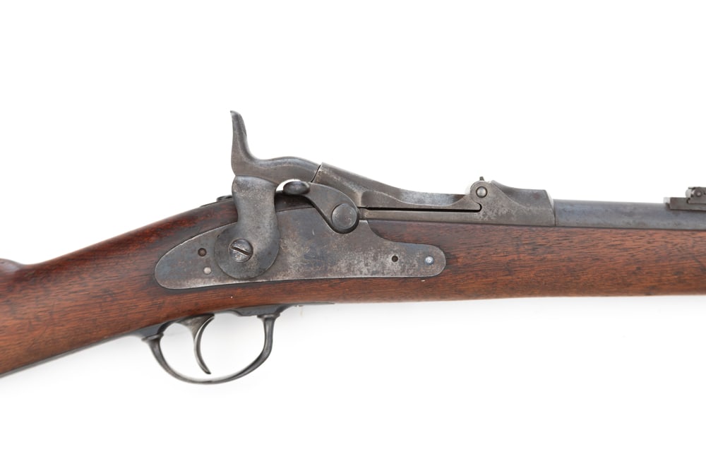 Antique U.S. Springfield Trap Door Saddle Ring Carbine, Model 1878, .45/70 caliber, SN 182611, dark (1 of 4)