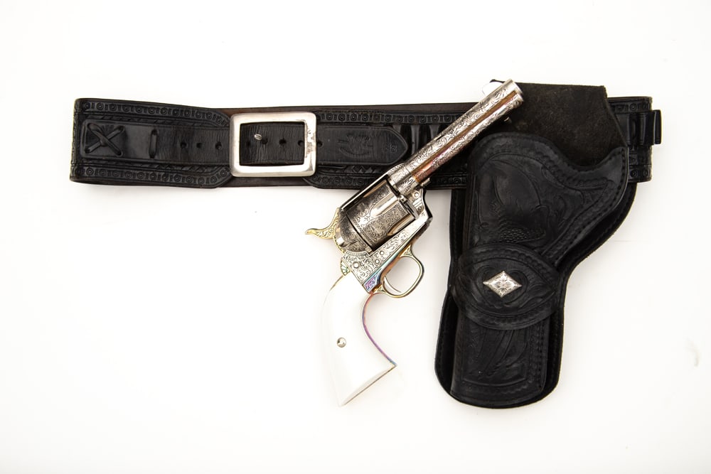 Ornate Prop-Gun, SN 151284, type used in motion pictures. Revolver is ornately engraved with stage (1 of 3)