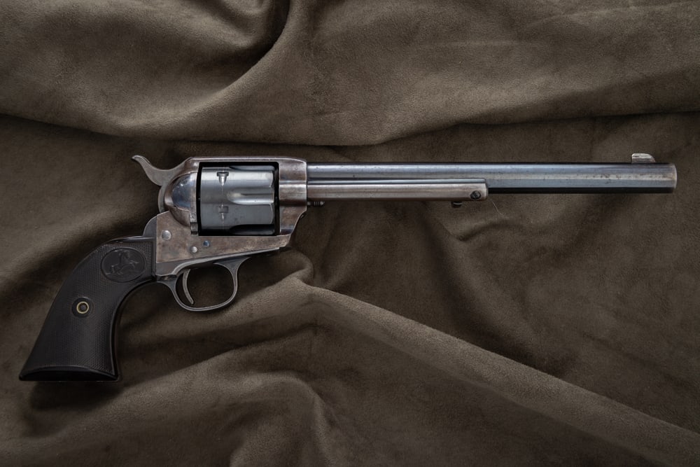 Extremely scarce, Antique Colt, SAA Revolver, SN 150637 with a 9?? barrel. Accompanied by a Colt: Extremely scarce, Antique Colt, SAA Revolver, SN 150637 with a 9” barrel. Accompanied by a Colt Archive Letter confirming its features as .38/40 caliber, with a 9” barrel, blue finish and