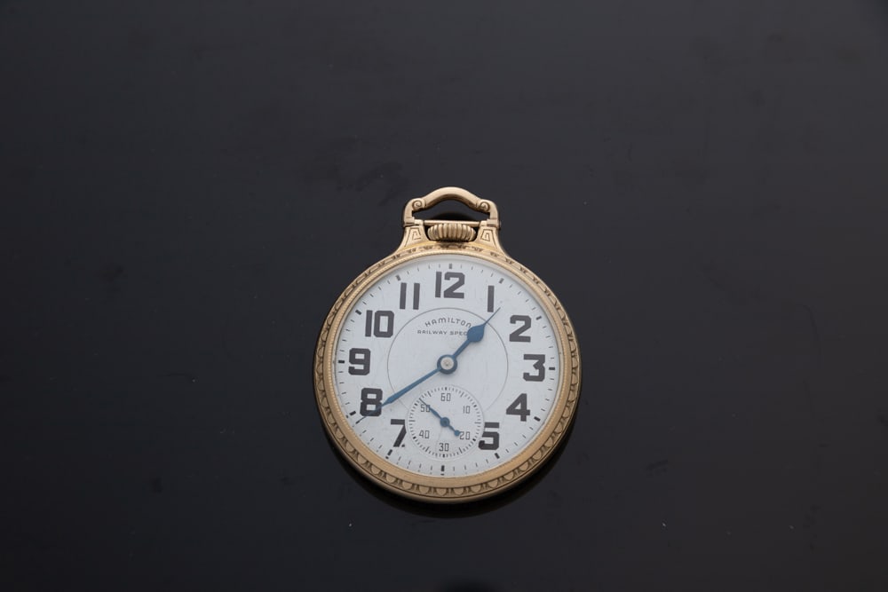Hamilton Railway Special Open Face Vintage Pocket Watch marked "992B, 21 Jewel, 6 Position", has (1 of 2)