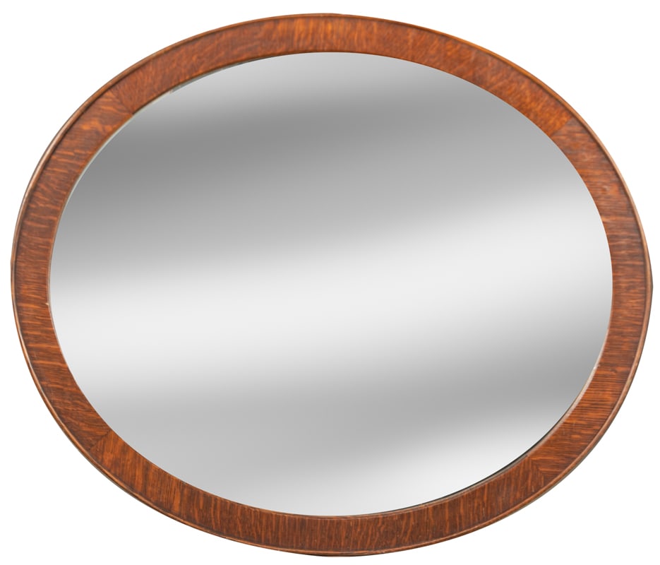 Beautiful oval, quarter sawn oak Hanging Mirror, frame measures 40" W x 34" T with 2 3/4" frame & 1" (1 of 1)