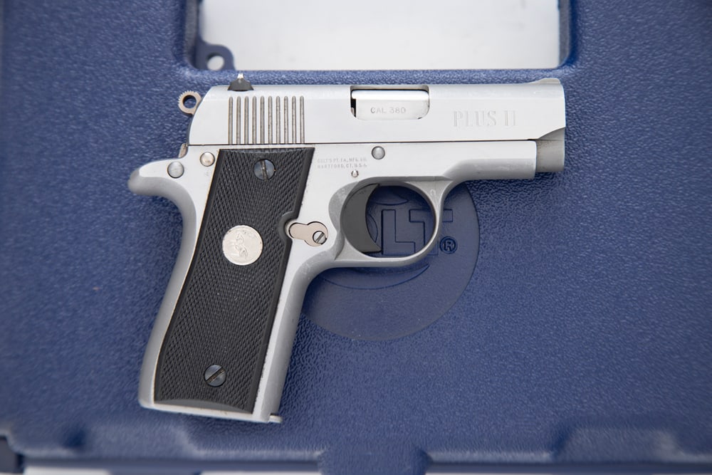 Colt, MK IV Mustang, Semi-Auto Pistol, .380 caliber, SN RS18725, stainless finish, near pristine (1 of 3)