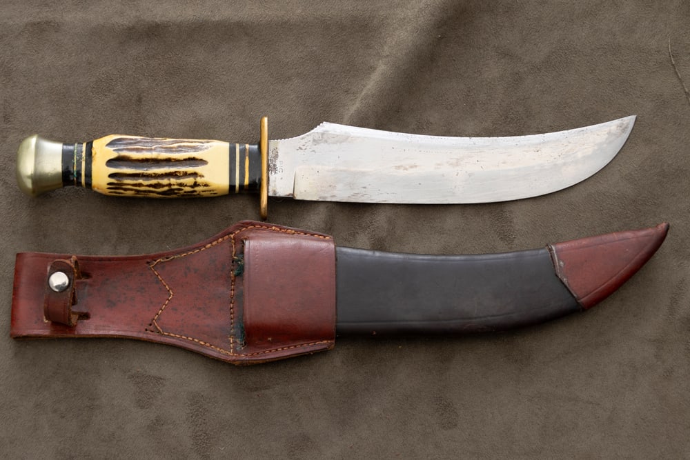 Large Clip Point Bowie Knife, ricasso is marked "PIC Solingen", engraved on left side of blade (1 of 2)