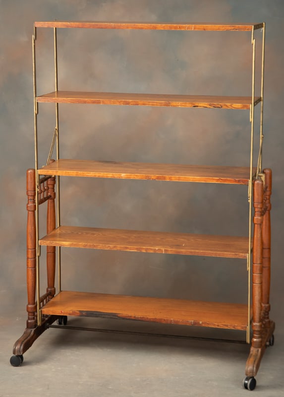 Antique Adjustable Bakers Rack/Worktable, very rare model with heavy brass label. Label is marked (1 of 4)
