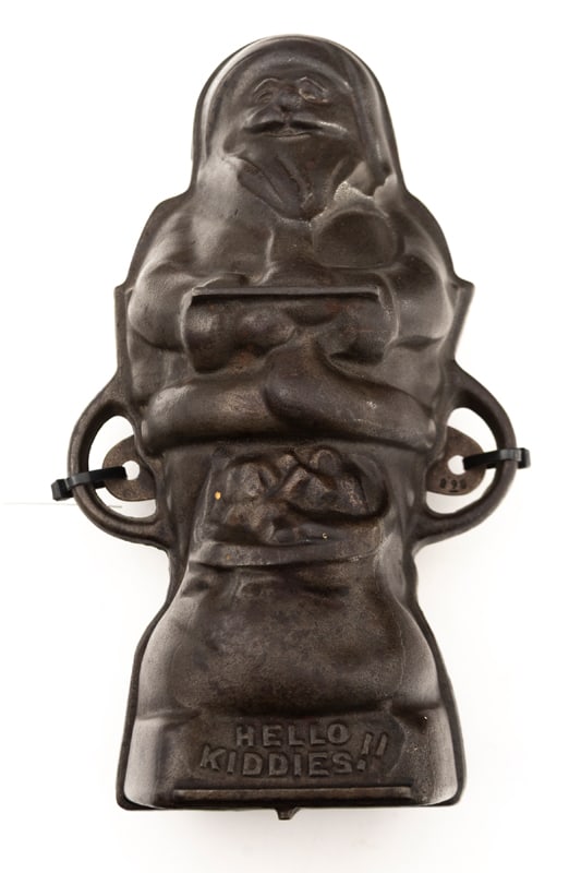 Vintage "Griswold" marked, 2-piece cast iron Cake Mold of Santa Claus. Marked "Griswold Mfg. Co., (1 of 2)